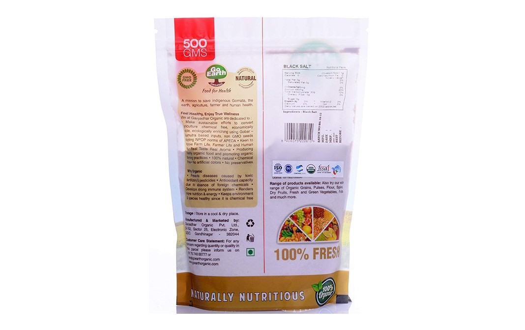 Go Earth Organic Black Salt    Pack  500 grams